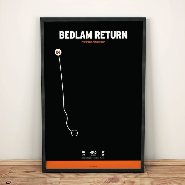 Oklahoma State Tyreek Hill Bedlam Return Framed Print