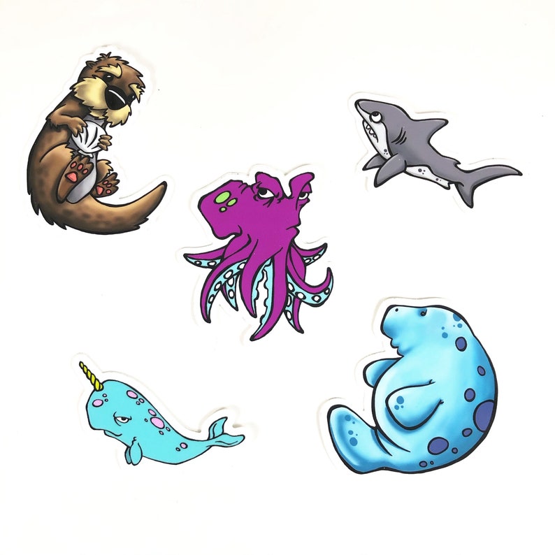 Sea Animal Sticker Pack Etsy