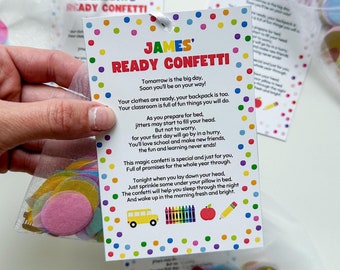 Kit personalizado Ready Confetti para a volta às aulas | Sacola de brindes para a volta às aulas | Presente para o jardim de infância | Enviado para você