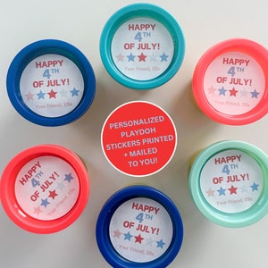 Stickers PlayDoh 4 juillet | Stickers fête du 4 juillet | Playdoh du 4 juillet | Cadeau autre qu'un bonbon | Imprimez et envoyez-le par la poste