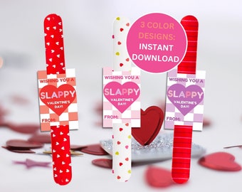 Slap Bracelet Valentine's Day Gift Tag | Slappy Valentine’s Day | Classroom Valentines Printable | Instant PDF Download & Instant Edit