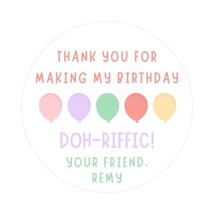 Pegatinas de cumpleaños DOH-RIFFIC / Pegatina de cumpleaños PlayDoh / PlayDoh de cumpleaños / Recuerdo de fiesta de cumpleaños sin dulces / Imprimir y enviar por correo
