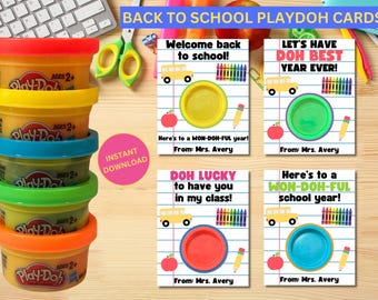 Back to School Play Doh Cards | First Stay of School Gift | Back to School Teacher Playdoh | Teacher Class Gift | Instant PDF Download