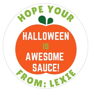 Apple Sauce Halloween Stickers | Printed Kids Halloween Stickers for | School Awesomesauce | Class Stickers | | FREE SHIPPING | Print & Mail