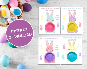 Lapin de Pâques Play Doh Cards | Playdoh de Pâques | Activité imprimable pour enfants | Cadeau de Pâques pour la classe | Panier de Pâques | Téléchargement et modification instantanés du PDF