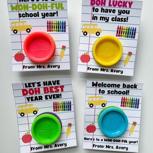 Tarjetas de plastilina Play Doh para la vuelta al cole / Regalo para la primera jornada escolar / Plastilina Play Doh para la vuelta al cole / Regalo para la clase del profesor / Descarga instantánea en PDF