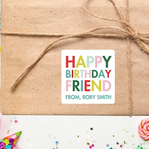 Happy Birthday Friend Gift Stickers | Birthday Party Stickers | Kids Gift Stickers | Birthday Gift Tags | Print & Mail to You