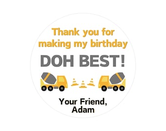 Construction Birthday PlayDoh Stickers | PlayDoh Construction Birthday Stickers | Construction Playdoh | NonCandy Gift | Print & Mail to You
