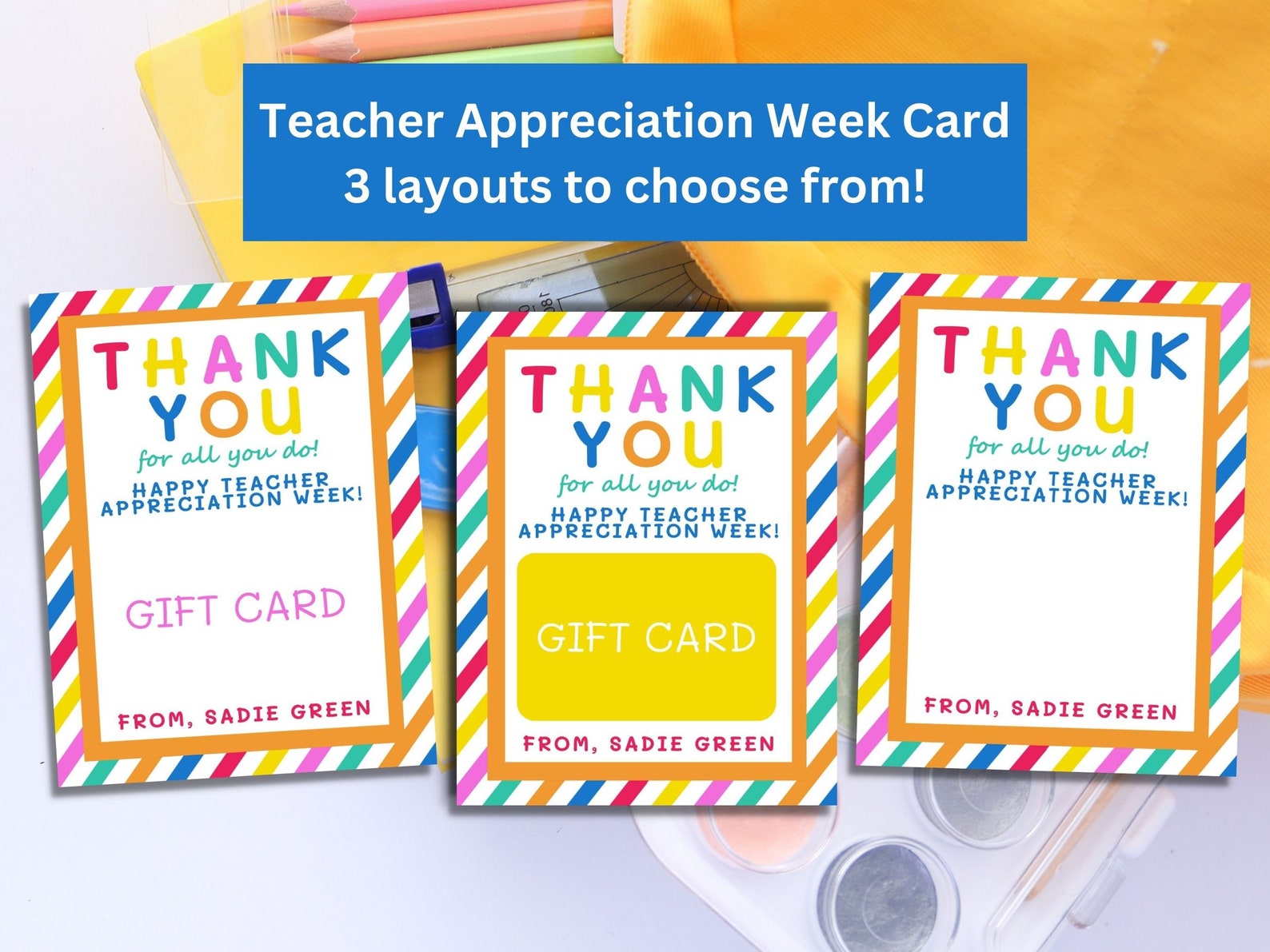 Teacher Appreciation Gift Card Holder Printable | Teacher Thank You ...
