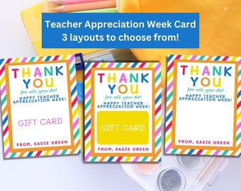 Teacher Appreciation Gift Card Holder Printable | Teacher Thank You Card | Teacher Gift | Appreciation Card | Download & Print