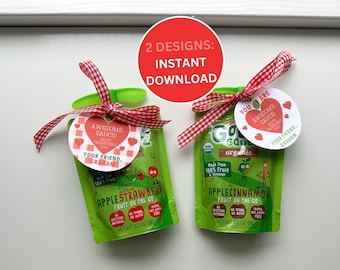 Applesauce Valentine | Applesauce Valentine's Day Gift Tag | Awesomesauce | Class Valentines Printable | Instant PDF Download & Instant Edit