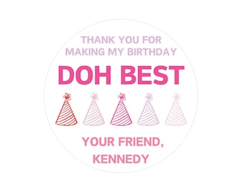 DOH BEST Birthday Stickers | Birthday Party Sticker | Birthday Playdoh | Non-Candy Party Favor | Print & Mail to You
