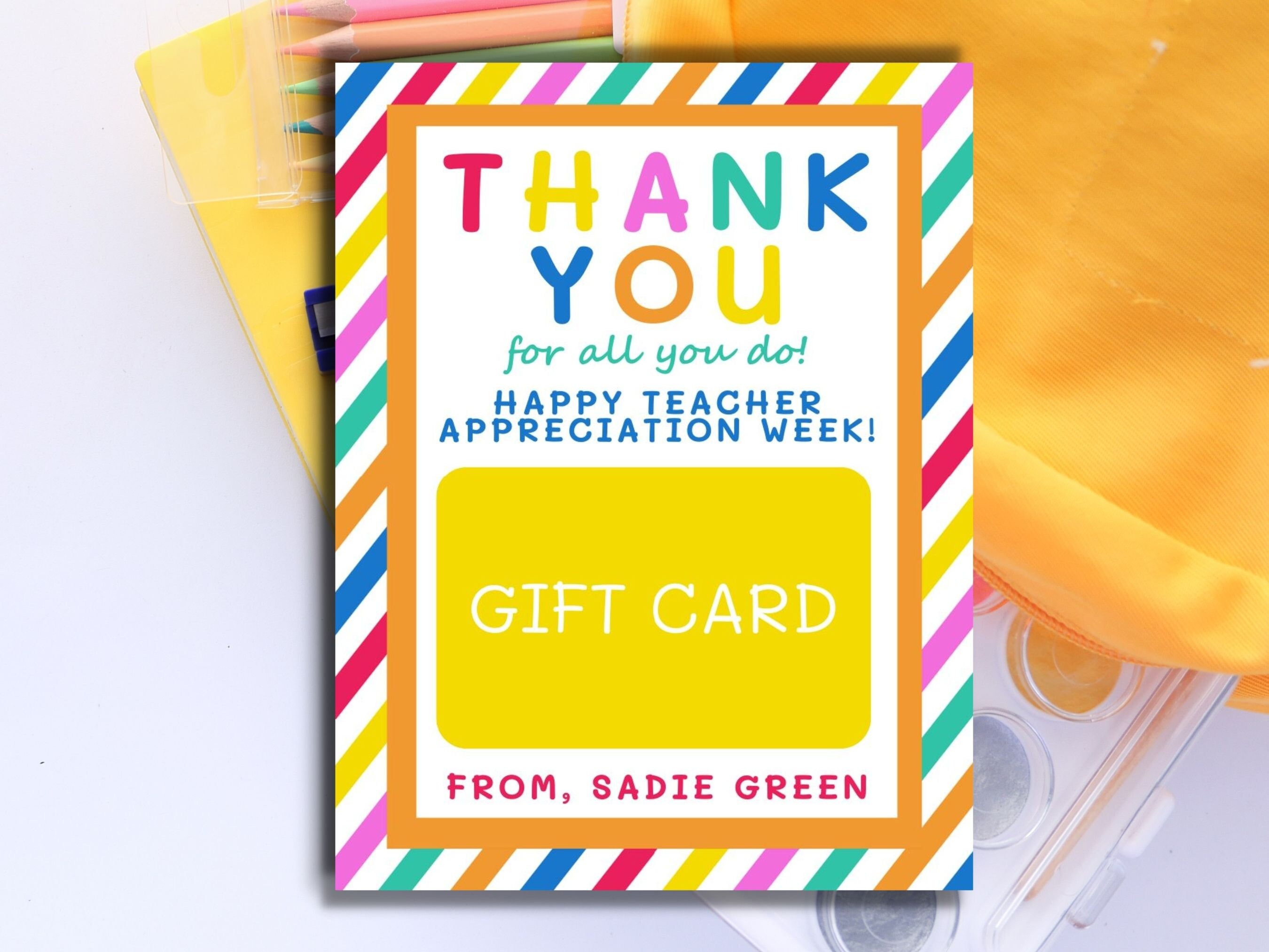 Teacher Appreciation Gift Card Holder Printable | Teacher Thank You ...