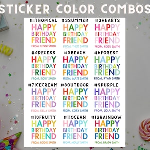 Happy Birthday Friend Gift Stickers | Birthday Party Stickers | Kids Gift Stickers | Birthday Gift Tags | Print & Mail to You