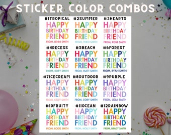Happy Birthday Friend Gift Stickers | Birthday Party Stickers | Kids Gift Stickers | Birthday Gift Tags | Print & Mail to You
