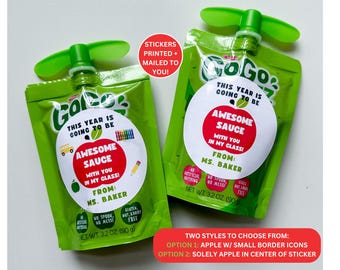Apple Sauce Back to School Stickers | Printed Kids School Stickers | School Awesomesauce | Class Stickers | | FREE SHIPPING | Print & Mail