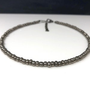 Gunmetal Seed Bead Bracelet, Anklet, Choker Necklace Gunmetal Seed Bead Jewelry