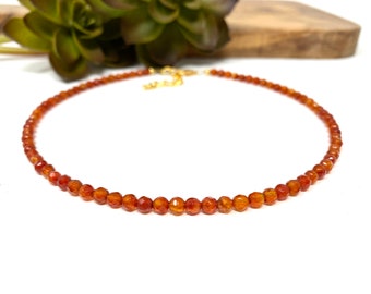 Carnelian Choker Necklace, Bracelet, Anklet Red Orange Gemstone Choker (1804)