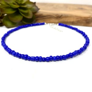 Royal Blue Seed Bead Bracelet, Anklet, Choker Necklace Blue Seed Bead Jewelry