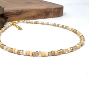 Buttery Yellow Seed Bead Jewelry: Gold Cream Bracelet, Anklet, Choker, Necklace (9051)