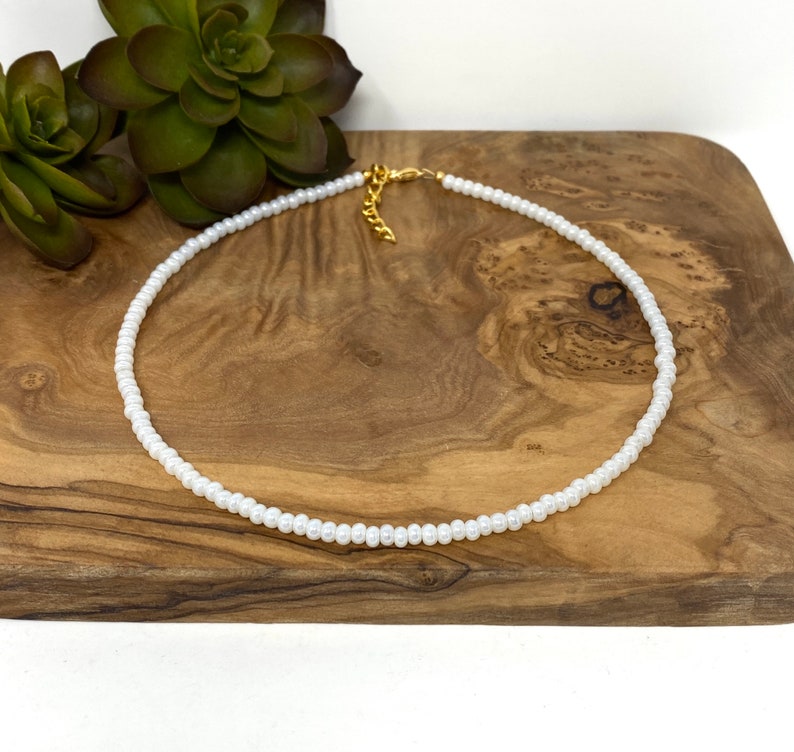 Pearl White Seed Bead Bracelet, Anklet Choker Necklace Pearl White Seed Bead Jewelry 
