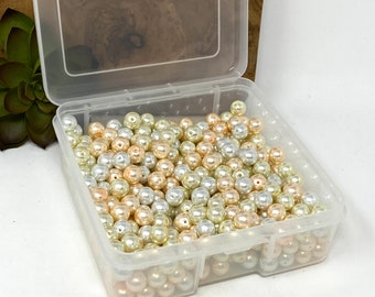 10mm Glass Pearl Bead Bundle, Neutral Tone Mix, Jewelry Making (B11)