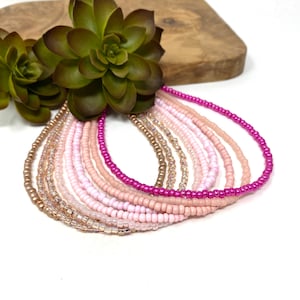 Pink Seed Bead Beaded Anklet, Bracelet, Choker Necklace Custom Anklet, Bracelet, Choker, Necklace (SB104)