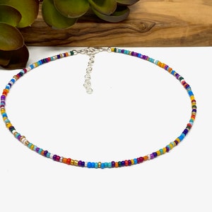 Multi Colored Seed Bead Unisex Custom Bracelet, Anklet, Choker Necklace Multi Colored Seed Bead Jewelry