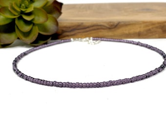 Handmade Amethyst Purple Seed Bead Choker Necklace, Bracelet, Anklet (104-4963)