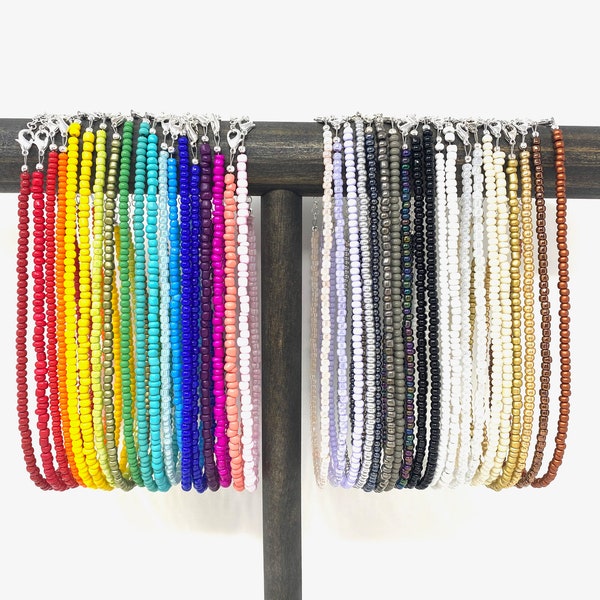 NEW COLORS** Seed Bead Choker 15" Multiple Colors Beaded Choker Beaded Necklace Gifts Under 10 Choker Under 10 Custom Choker Custom Necklace