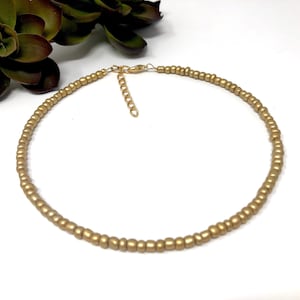 Gold Seed Bead Bracelet, Anklet, Choker Necklace Gold Seed Bead Jewelry