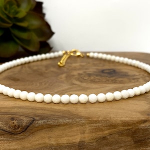 White Coral Choker Necklace, Bracelet, Anklet Faceted White Gemstone Choker (4157)