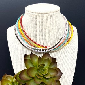 Gold Seed Bead Choker Custom Choker Tiny Colored and Gold Bead Choker Customizable (1762)
