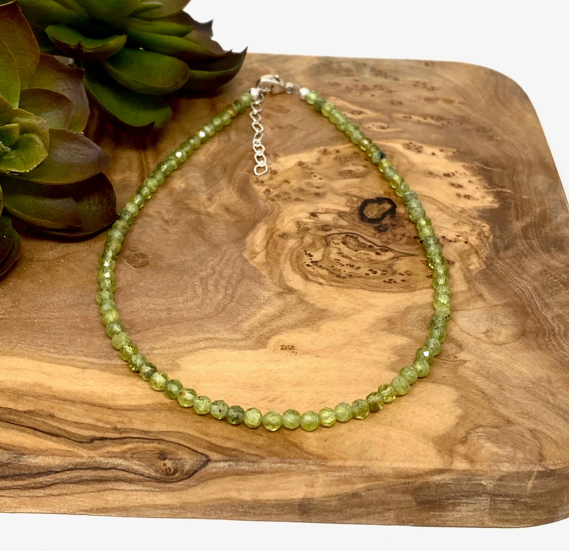Green Peridot Choker Necklace Green Gemstone Choker 1574 Etsy