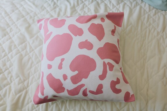 Strawberry Milk Pink Cow Print Soft Throw Pillow Trendy Home Decor