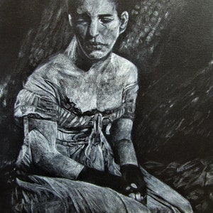 Fantine - Giclée Print or Soft Throw Pillow - Les Misérables - Les Mis Art - White Charcoal - annaVMTarts