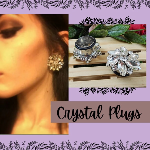 The Large Crystal Pair, Gauge & Plug Earrings for Stretched Ears