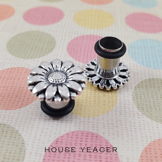 Plain Metal Sunflower Plugs Stretched Ears Ear Gauges Etsy