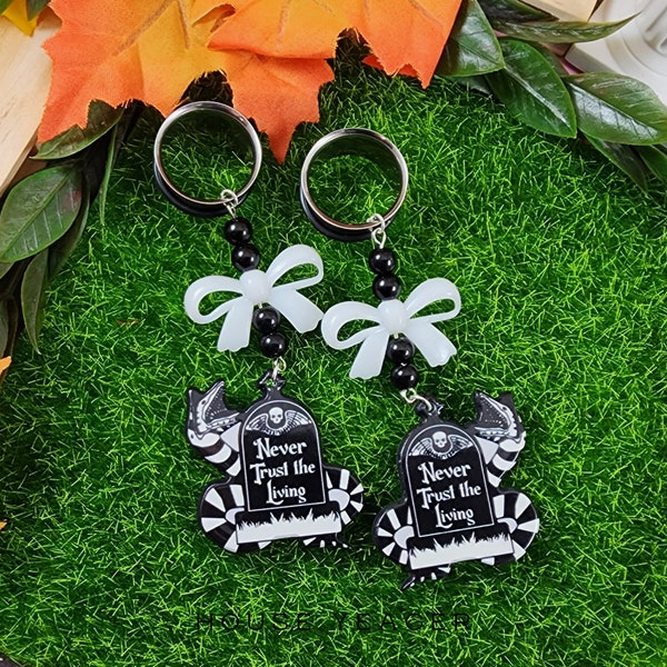 The Beetlejuice Pair, Dangle Gauge & Plug Earrings, Stretched Ears, Pierced Lobes, Spooky Halloween Jewelry, Single Flare Tunnels