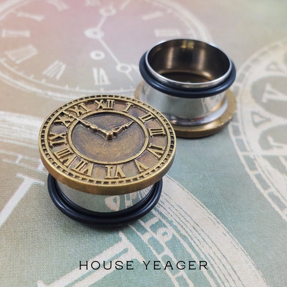 Weathered Clock Plugs Stretched Ears Ear Gauges Earrings Etsy