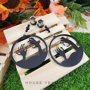 The Hungry Zombie Pair, Dangle Gauge & Plug Earrings, Spooky Halloween Jewelry, Single Flare Tunnels