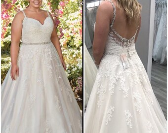 Rebecca Ingram  “ALLISON”Wedding dress, ivory champagne bridal gown, labl size 18, fit 14-16