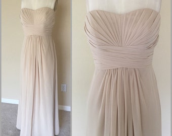 David’s Bridal cream evening gown, champagne dress, formal cream gown, beige bridesmaids, size 8