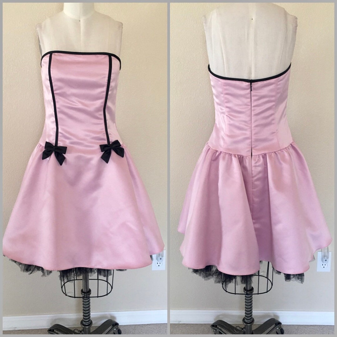 Black Blush Pink Dress, Light Pink, Blush Retro Dress, Prom,