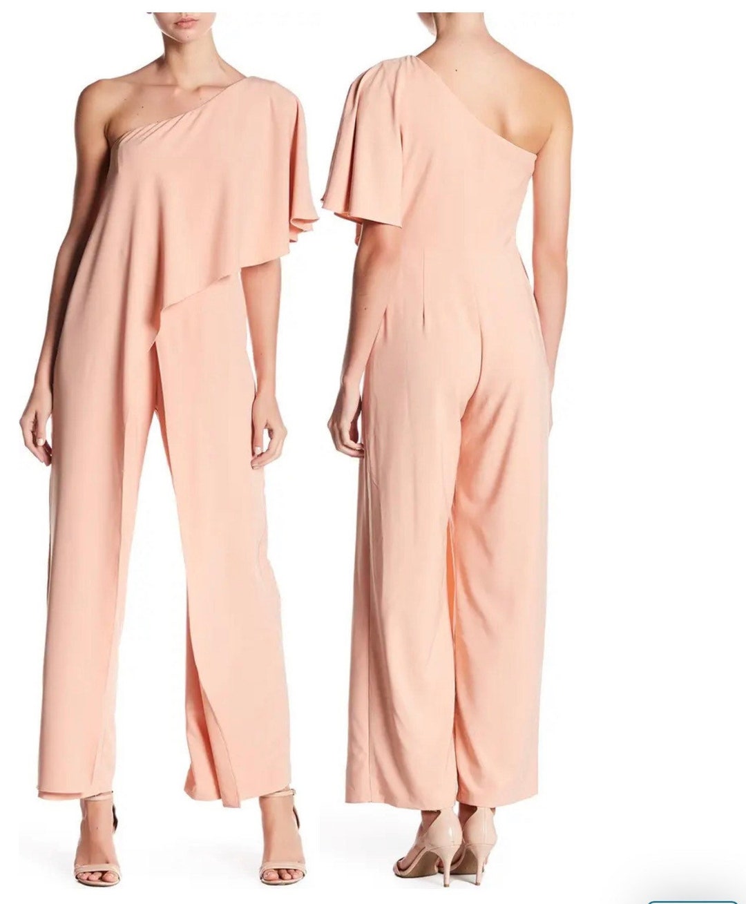 Adrianna Papell Blush Pink Jumpsuit Pink Jumper Long Etsy
