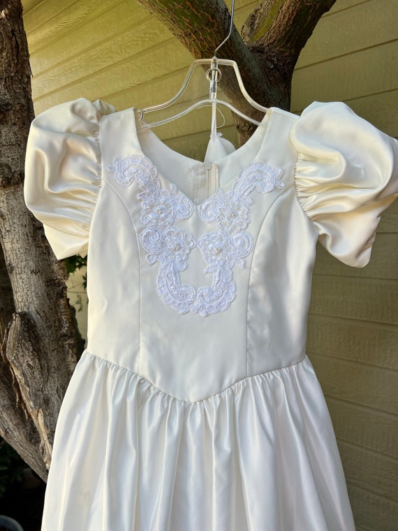 Vintage ivory dress, vintage flower girl dress, b… - image 2