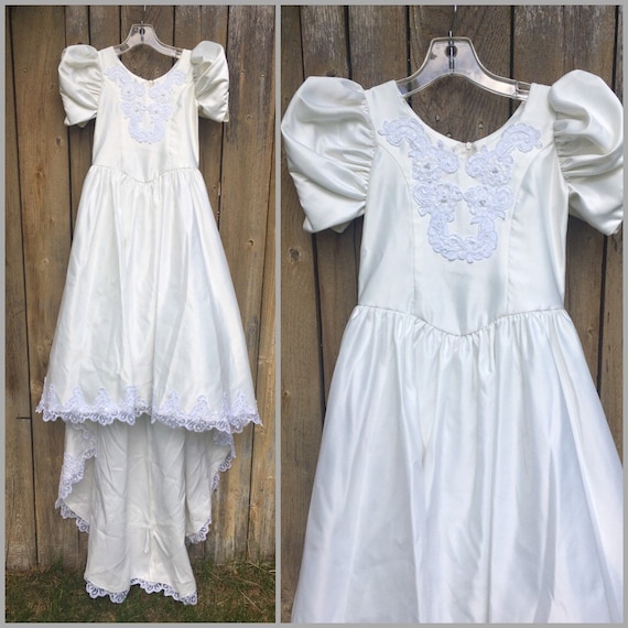 Vintage ivory dress, vintage flower girl dress, b… - image 6