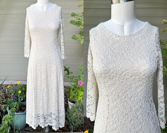 Pre-owned, XS, Mid Calf, Girl Cream lace, Junior Bohemian, Junior Bridesmaids, Hippie Boho Girl, Country, Cream Flower Girl, Beige Lace