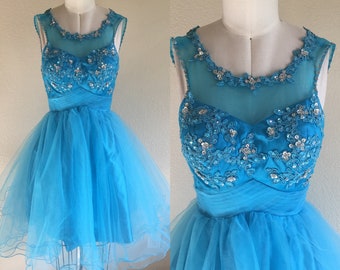 Turquoise mini tulle, prom dress, prom, homecoming, sweet 16, party dress, size 4/6, Grace Kerin prom dress