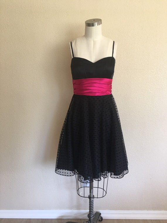 hot pink and black dress